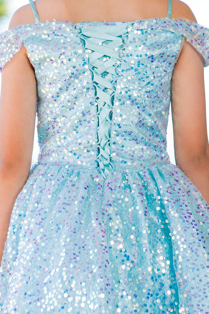 Girls Sequin Short Off Shoulder Dress by Cinderella Couture 5122