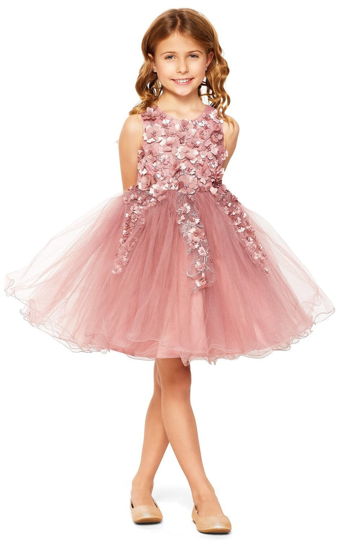 Girls Short 3D Floral Dress by Cinderella Couture 9122