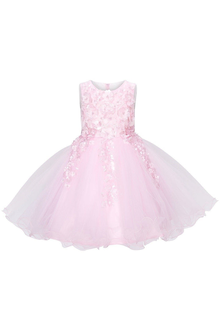 Girls Short 3D Floral Dress by Cinderella Couture 9122