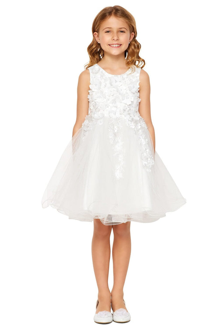 Girls Short 3D Floral Dress by Cinderella Couture 9122