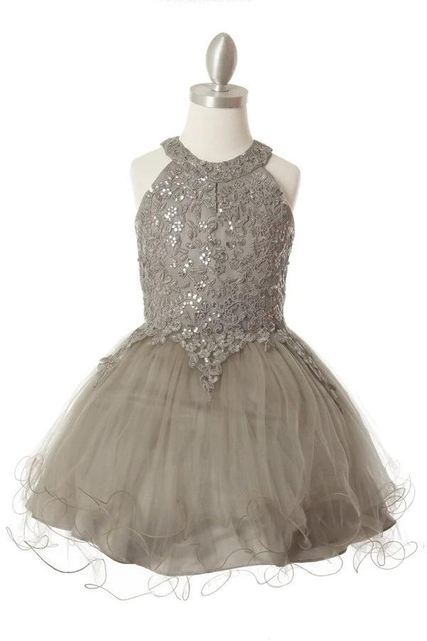 Girls Short Applique Halter Dress by Cinderella Couture 5100
