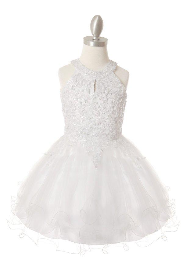 Girls Short Applique Halter Dress by Cinderella Couture 5100