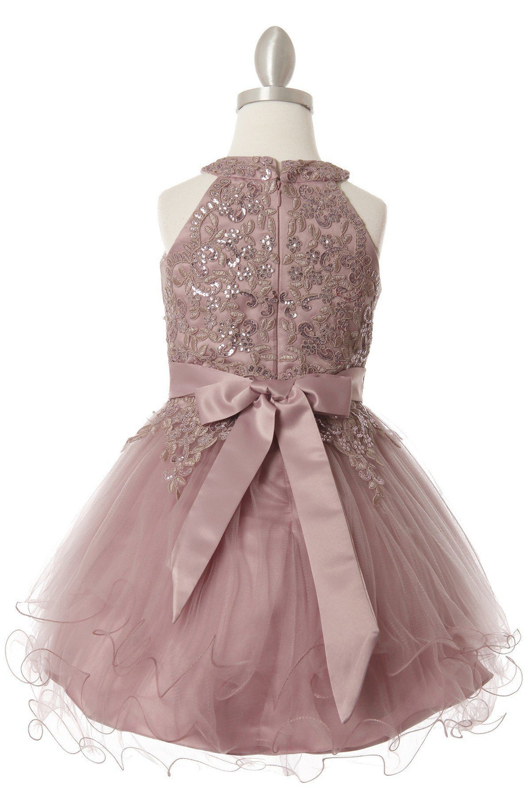Girls Short Applique Halter Dress by Cinderella Couture 5100