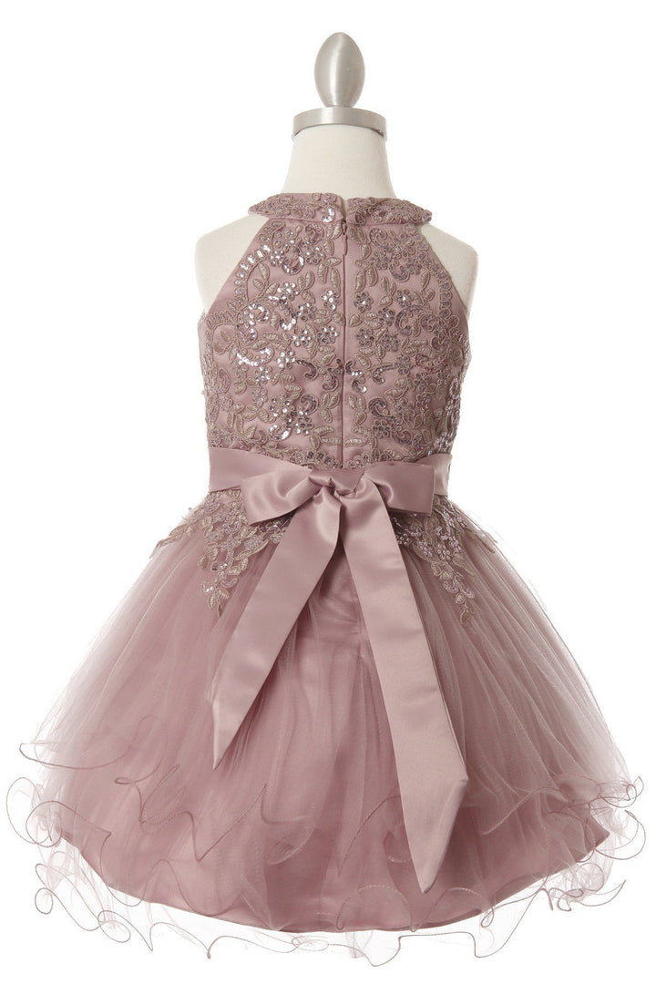 Girls Short Applique Halter Dress by Cinderella Couture 5100