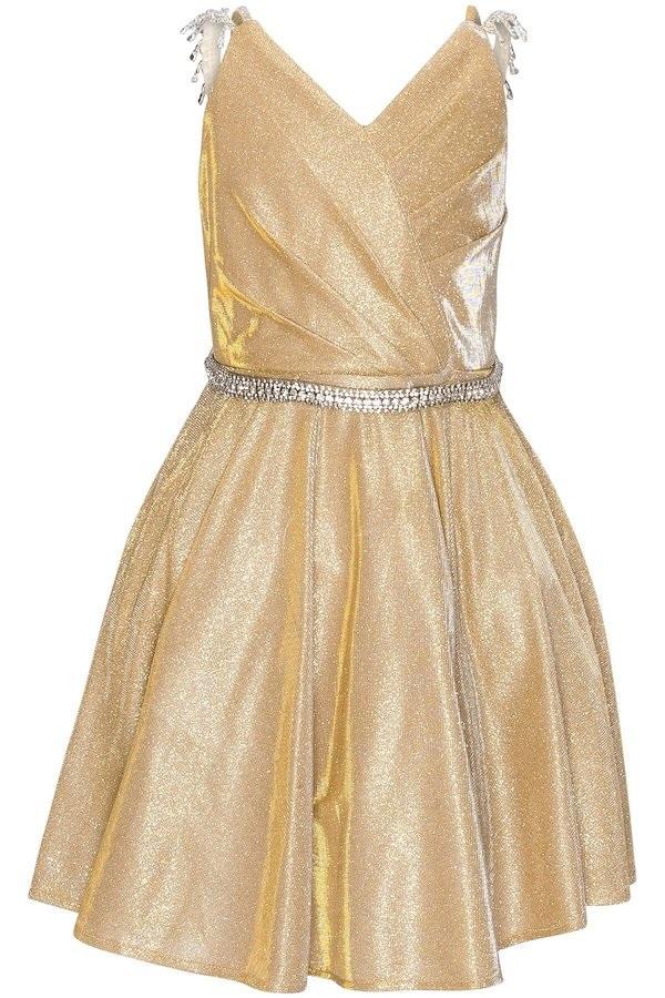 Girls Short Beaded Metallic Dress by Cinderella Couture 8014 – ABC Fashion