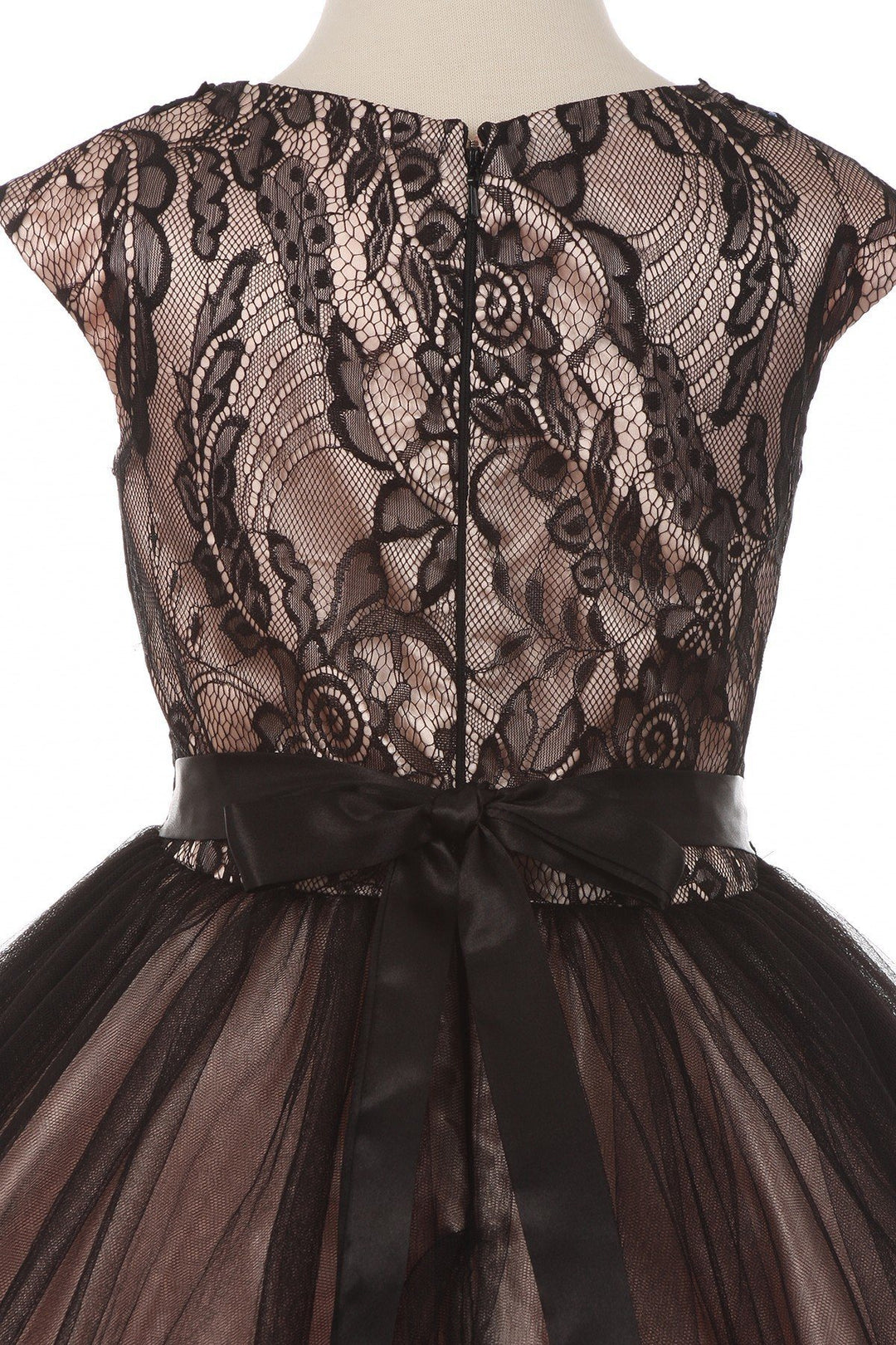 Girls Short Cap Sleeve Dress with Lace Bodice by Cinderella Couture 5045-Girls Formal Dresses-ABC Fashion