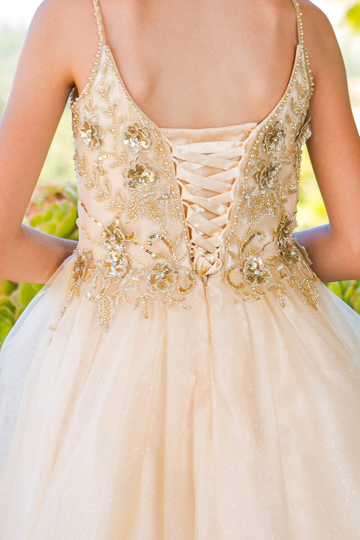 Girls Short Floral Applique Dress by Cinderella Couture 5112