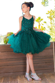 Girls Short Floral Applique Dress by Cinderella Couture 5112