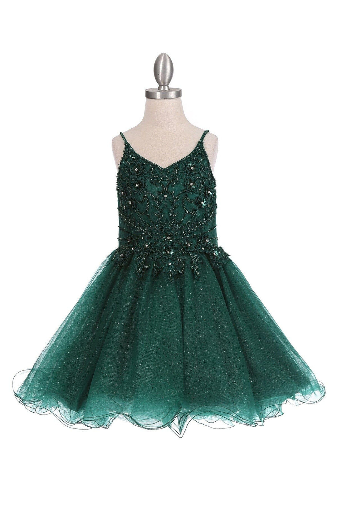 Girls Short Floral Applique Dress by Cinderella Couture 5112