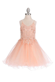 Girls Short Floral Applique Dress by Cinderella Couture 5112 - Outlet