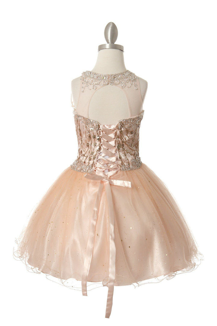 Girls Short Halter Glitter Dress by Cinderella Couture 5090