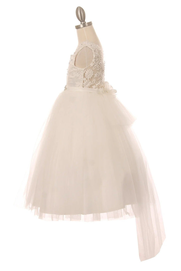 Girls Short Lace Bodice Tulle Dress by Cinderella Couture 5079