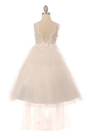 Girls Short Lace Bodice Tulle Dress by Cinderella Couture 5079
