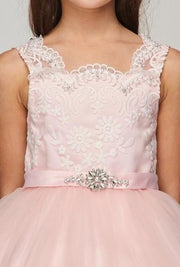 Girls Short Lace Bodice Tulle Dress by Cinderella Couture 5079