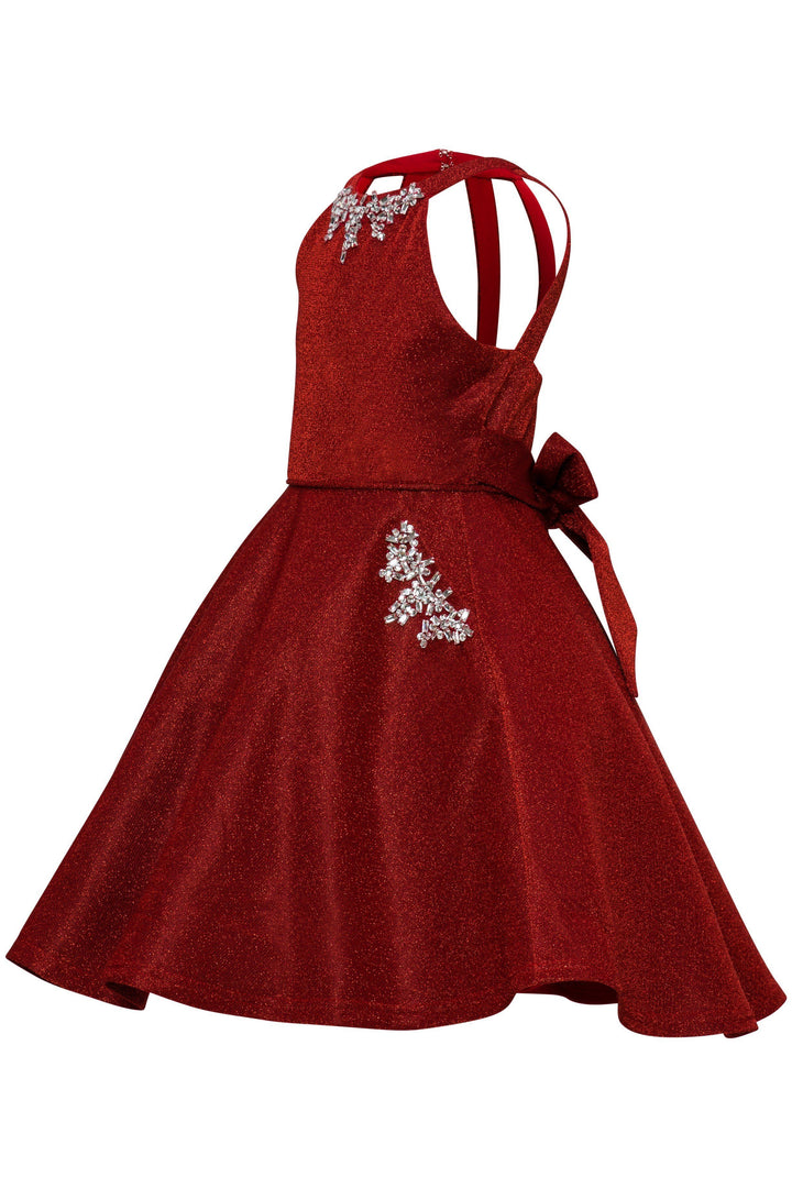 Girls Short Metallic Halter Dress by Cinderella Couture 5085-Girls Formal Dresses-ABC Fashion