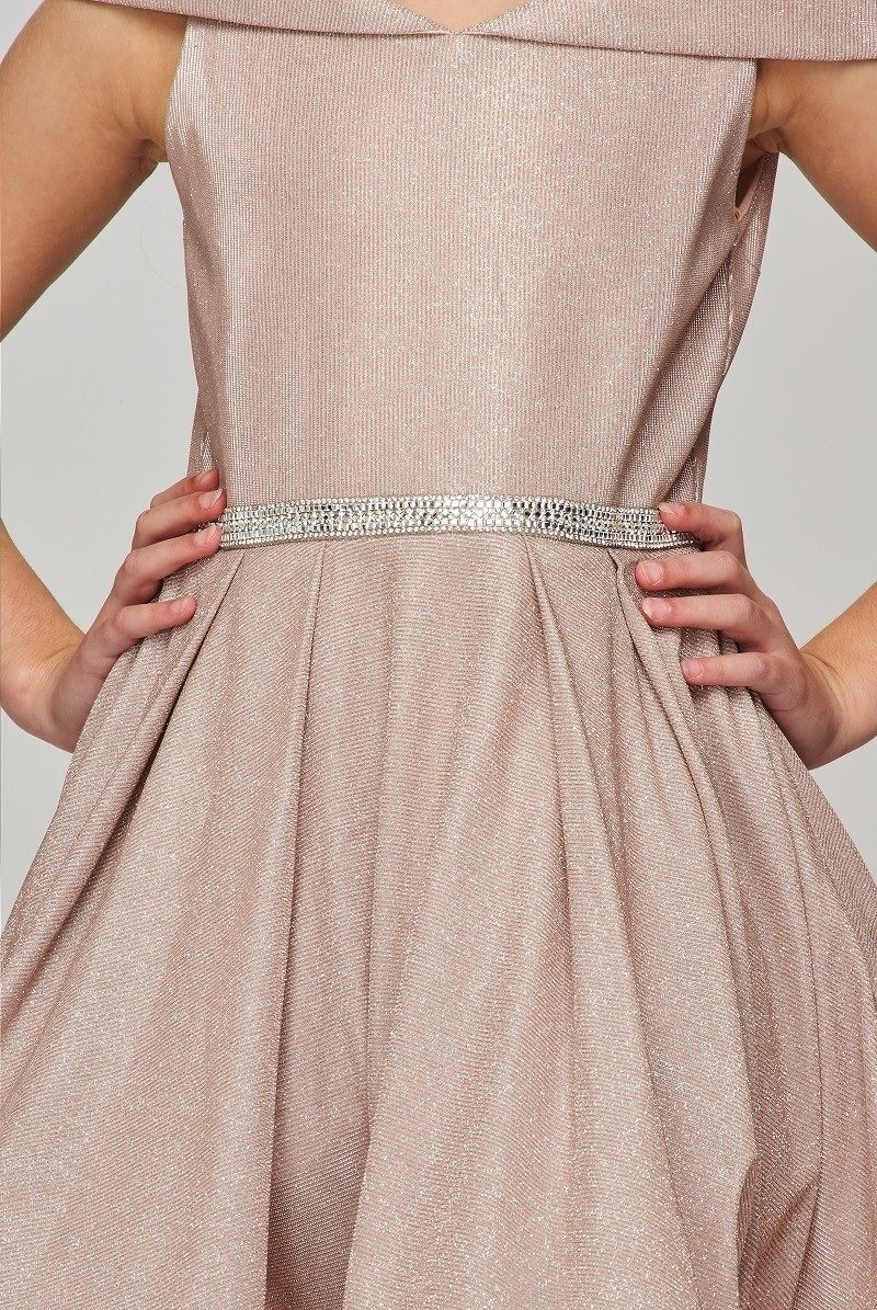 Glitter Metallic Short Party Dress by Cinderella Couture USA AS8012J-SILVER