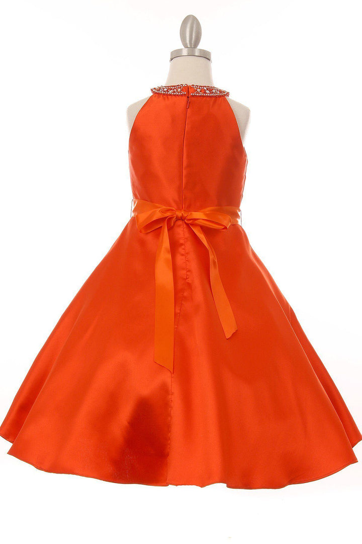 Girls Short Pleated Satin Dress by Cinderella Couture 5073-Girls Formal Dresses-ABC Fashion