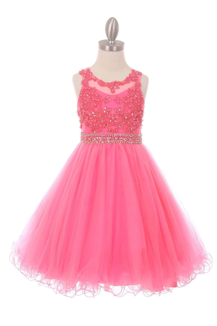Girls Short Ruffled Dress with Beaded Bodice by Cinderella Couture 5013