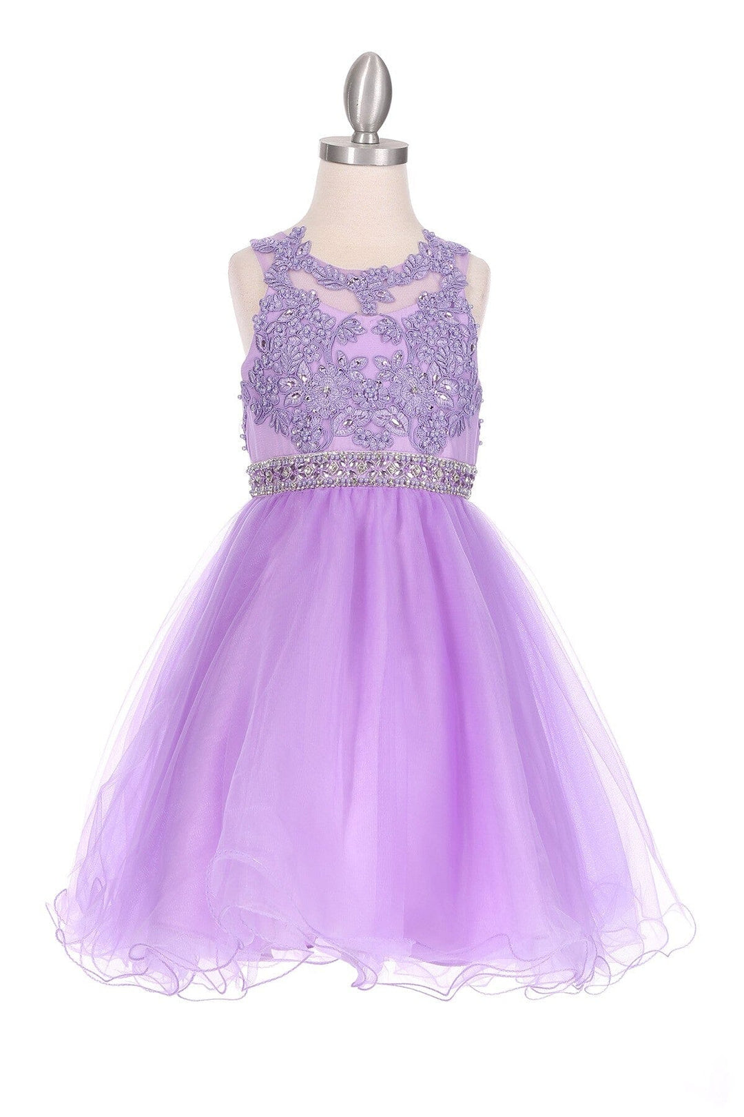 Girls Short Ruffled Dress with Beaded Bodice by Cinderella Couture 5013