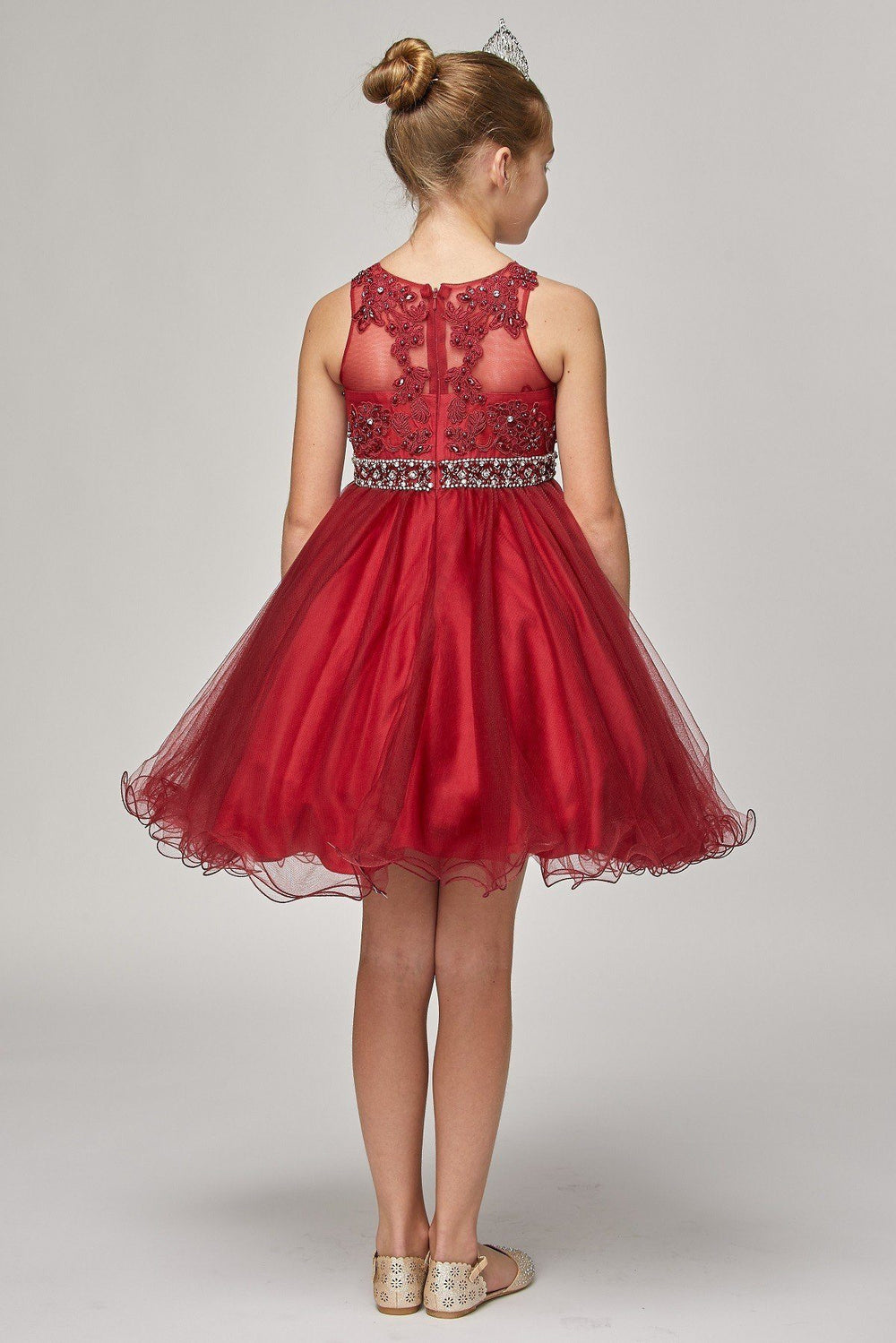 Girls Short Ruffled Dress with Beaded Bodice by Cinderella Couture 5013-Girls Formal Dresses-ABC Fashion