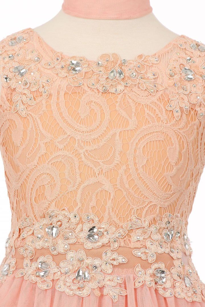 Girls Short Ruffled Dress with Lace Bodice by Cinderella Couture 5010-Girls Formal Dresses-ABC Fashion