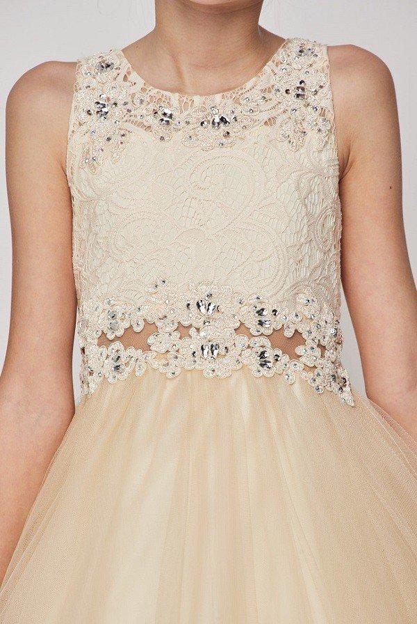 Girls Short Ruffled Dress with Lace Bodice by Cinderella Couture 5010-Girls Formal Dresses-ABC Fashion