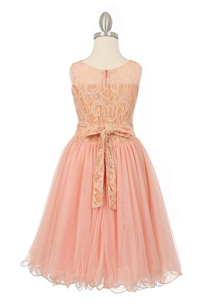 Girls Short Ruffled Dress with Lace Bodice by Cinderella Couture 5010-Girls Formal Dresses-ABC Fashion