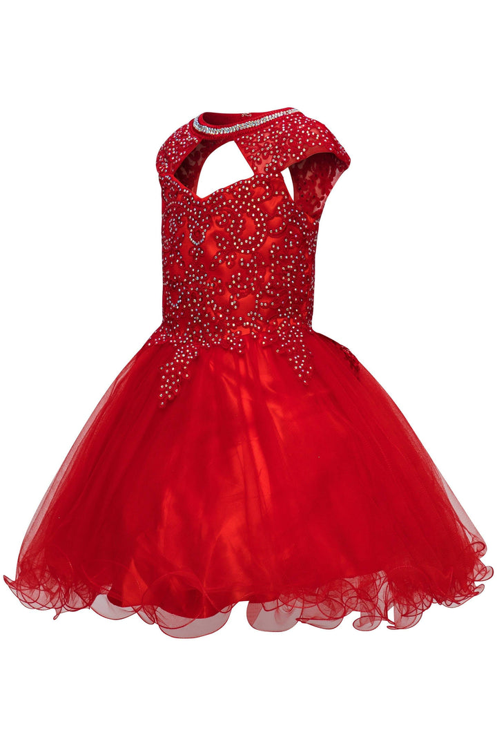 Girls Short Ruffled Dress with Lace Bodice by Cinderella Couture 5083-Girls Formal Dresses-ABC Fashion