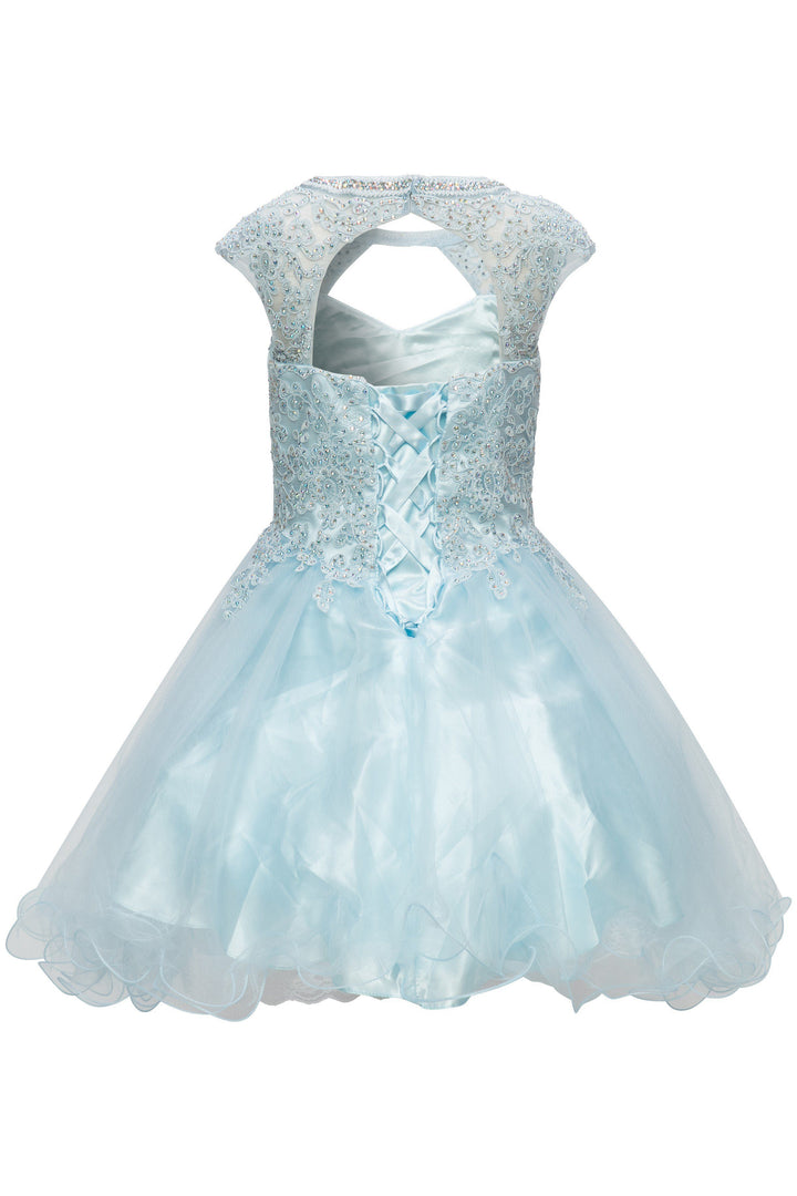 Girls Short Ruffled Dress with Lace Bodice by Cinderella Couture 5083-Girls Formal Dresses-ABC Fashion