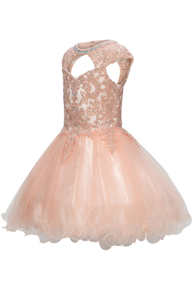 Girls Short Ruffled Dress with Lace Bodice by Cinderella Couture 5083-Girls Formal Dresses-ABC Fashion