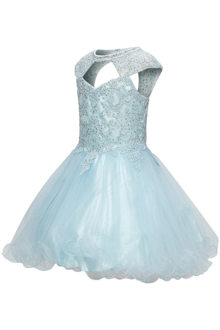 Girls Short Ruffled Dress with Lace Bodice by Cinderella Couture 5083-Girls Formal Dresses-ABC Fashion