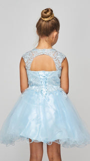 Girls Short Ruffled Dress with Lace Bodice by Cinderella Couture 5083