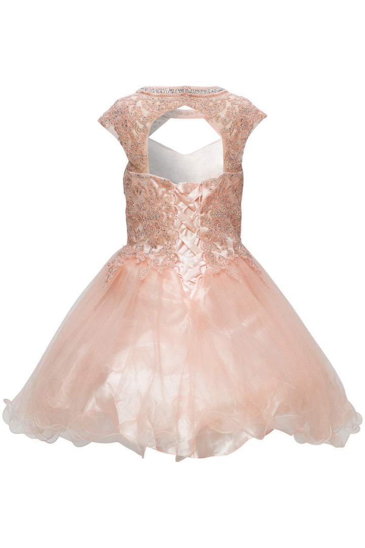 Girls Short Ruffled Dress with Lace Bodice by Cinderella Couture 5083-Girls Formal Dresses-ABC Fashion
