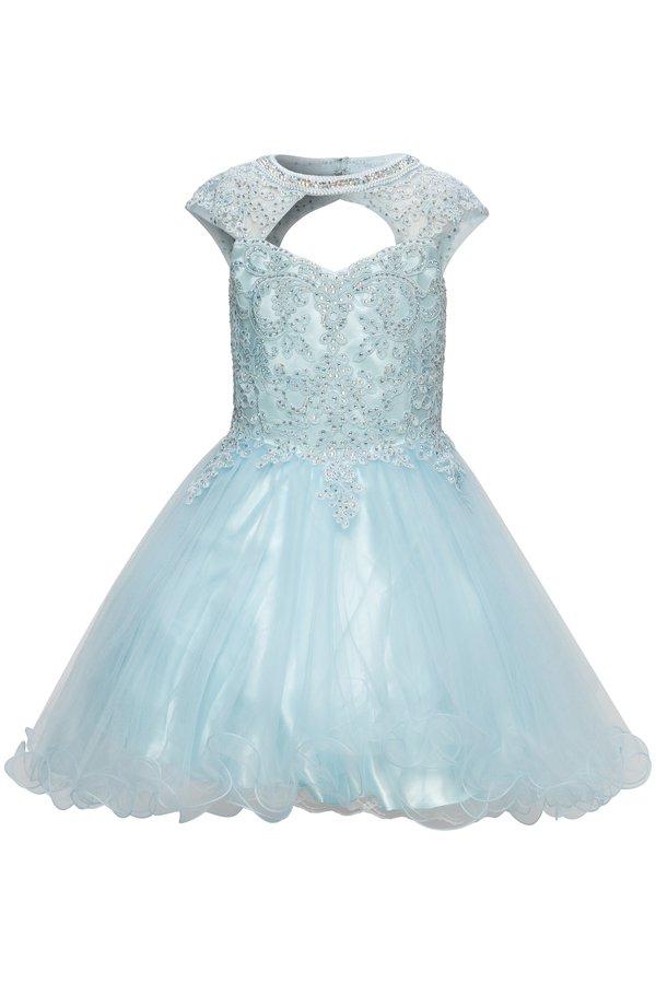 Girls Short Ruffled Dress with Lace Bodice by Cinderella Couture 5083-Girls Formal Dresses-ABC Fashion
