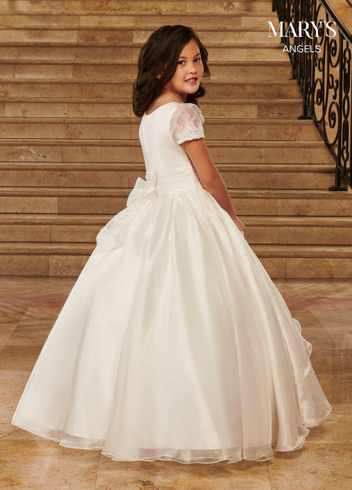 Girls Short Sleeve Organza Gown by Mary's Bridal MB9074
