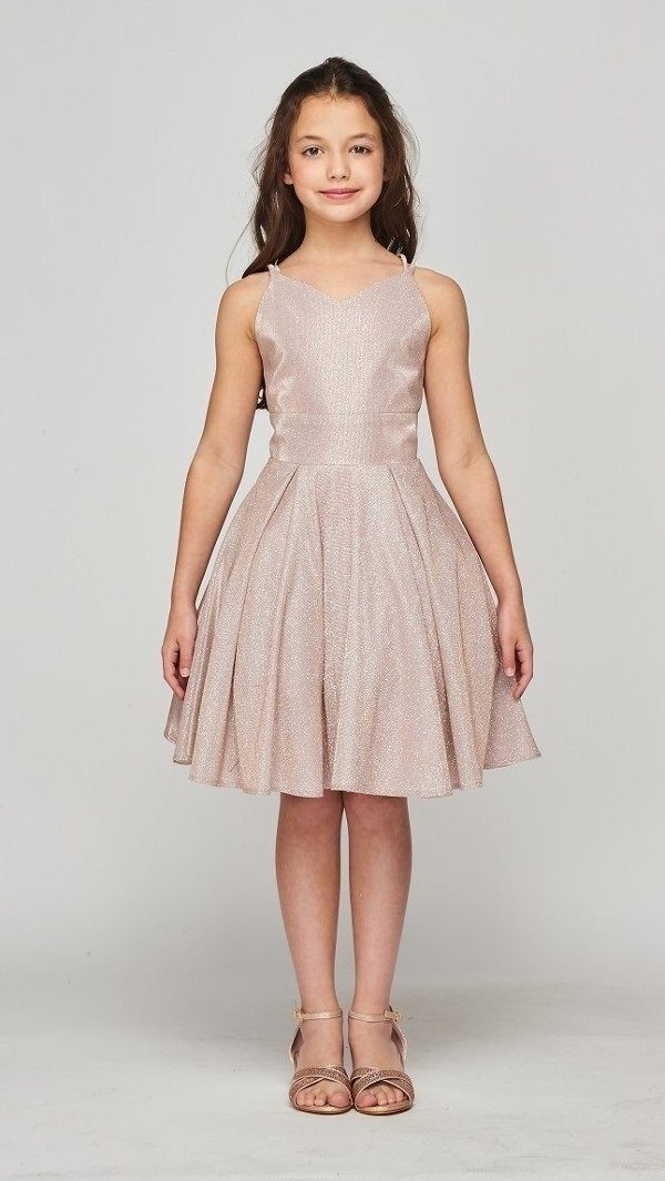 Girls Short Sleeveless Metallic Dress by Cinderella Couture 8011