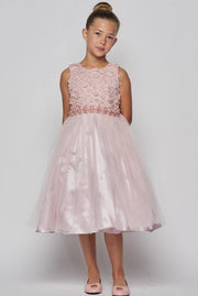 Girls Short Tulle Dress with 3D Flowers by Cinderella Couture 5059-Girls Formal Dresses-ABC Fashion