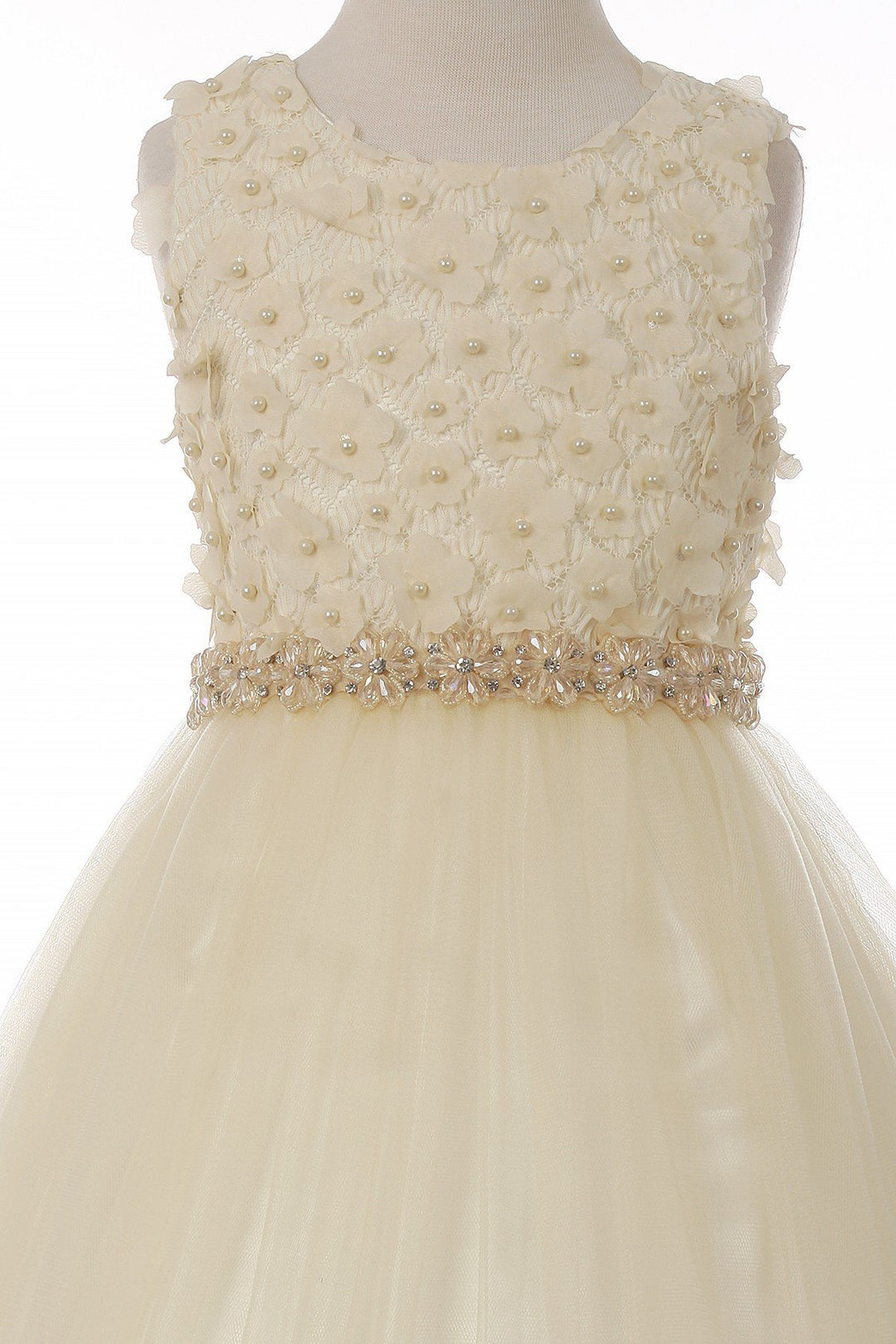 Girls Short Tulle Dress with 3D Flowers by Cinderella Couture 5059-Girls Formal Dresses-ABC Fashion