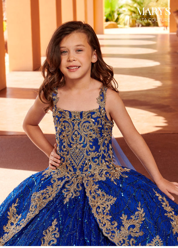 Girls Sleeveless Glitter Print Gown by Mary's Bridal MQ4033