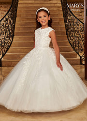 Girls Sleeveless Glitter Tulle Gown by Mary's Bridal MB9093