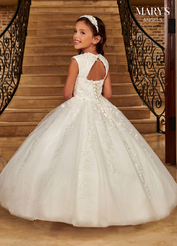 Girls Sleeveless Glitter Tulle Gown by Mary's Bridal MB9093