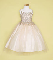 Girls Sleeveless Tulle Dress with Leaf Appliques by Calla D778-Girls Formal Dresses-ABC Fashion