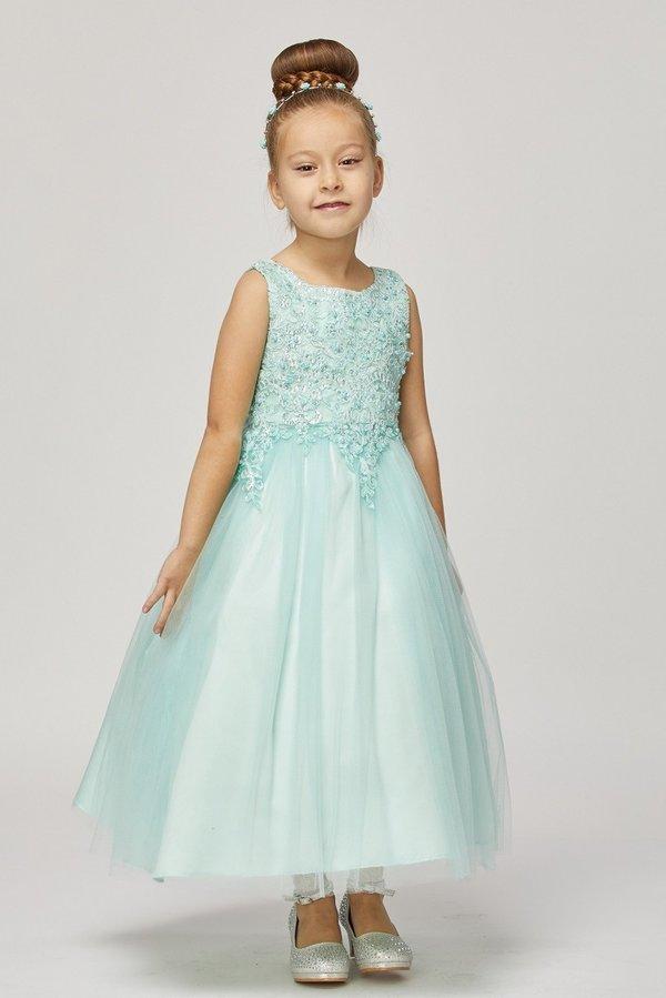 Girls Sleeveless Tulle Dress with Sequin Bodice by Cinderella Couture 5008-Girls Formal Dresses-ABC Fashion