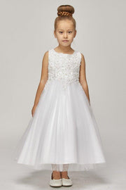 Girls Sleeveless Tulle Dress with Sequin Bodice by Cinderella Couture 5008-Girls Formal Dresses-ABC Fashion