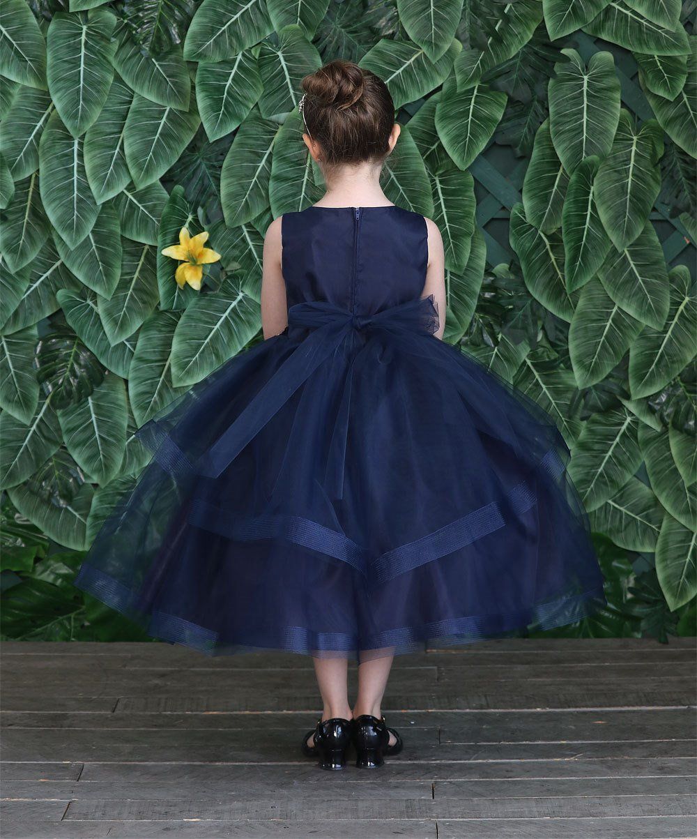 Girls Tea Length Tulle Dress with Embroidered Bodice by Calla D792-Girls Formal Dresses-ABC Fashion