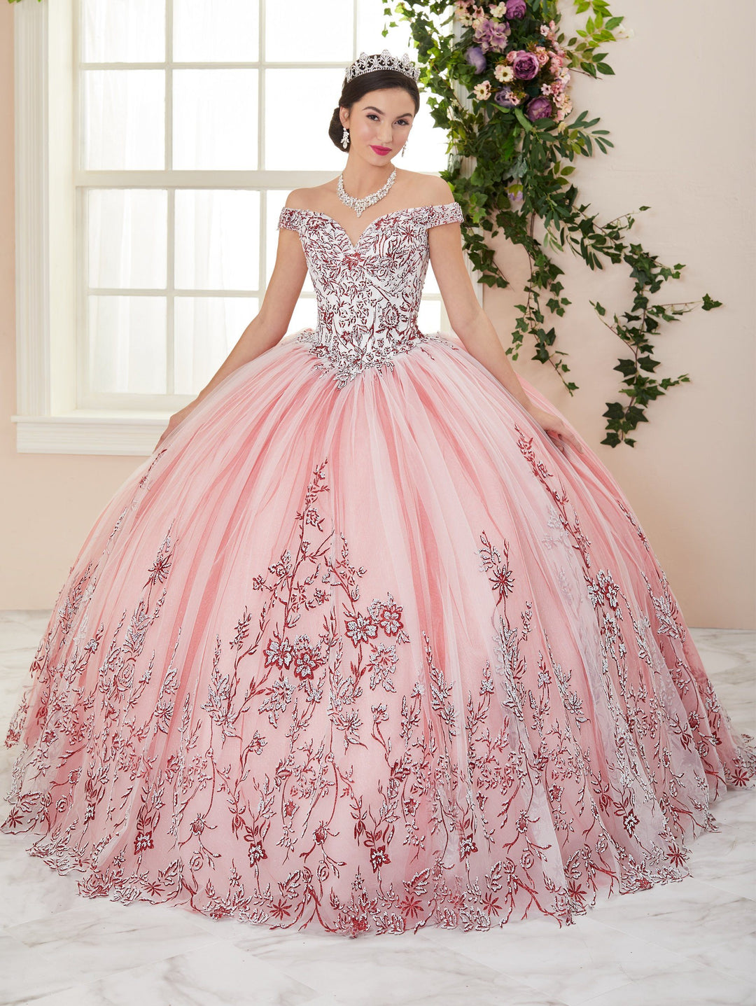 Glitter Applique Sweetheart Quinceanera Dress by House of Wu 26955