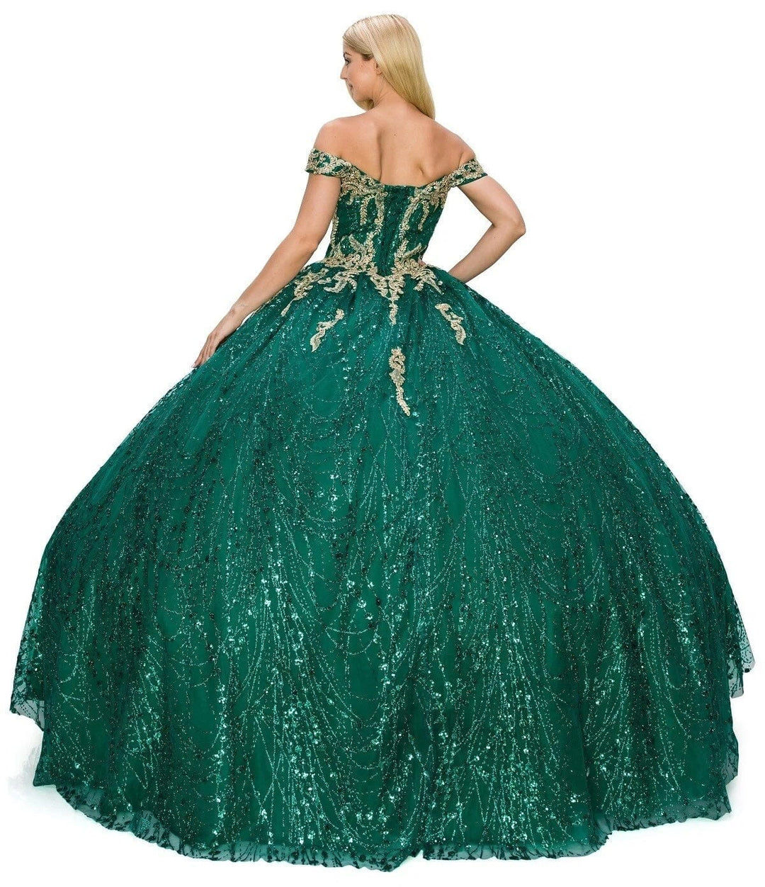 Glitter Cape Ball Gown by Cinderella Couture 4201