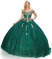 Glitter Cape Ball Gown by Cinderella Couture 4201