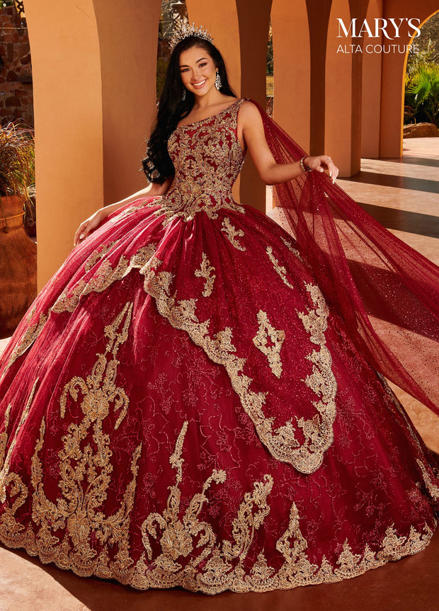 Glitter Cape Quinceanera Dress by Alta Couture MQ3097