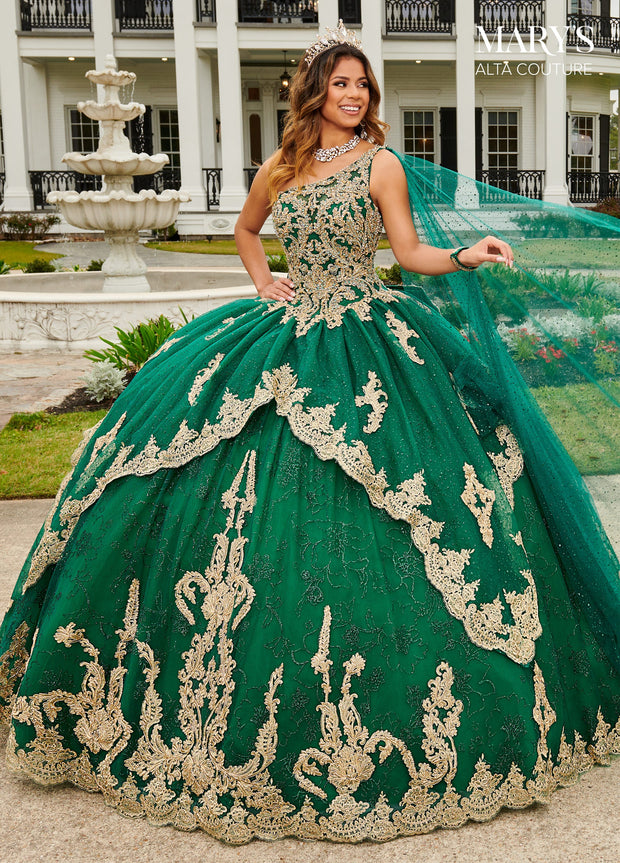Glitter Cape Quinceanera Dress by Alta Couture MQ3097